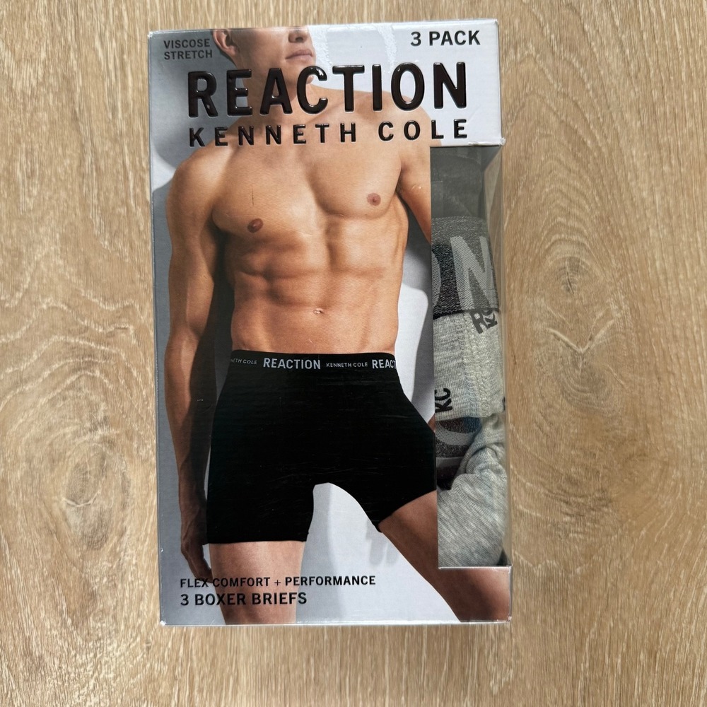 Kenneth Cole Reaction 3 Pk Sz Medium Grey Boxers Cotton Stretch Performance NEW